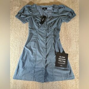 Lulu's Denim Blue Button-Up Mini Dress